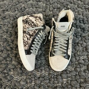 P448 Calf Hair Star Metallic High Top Sneakers Cow Softy Size EUR 38